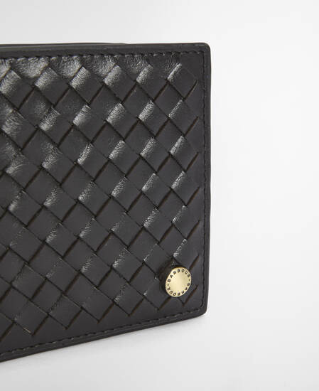 Portafoglio in pelle intrecciata Farne Black