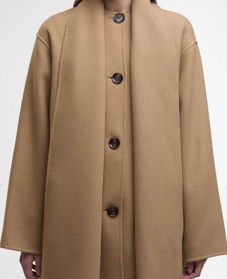 Cappotto in lana con sciarpa incorporata Clementine Camel