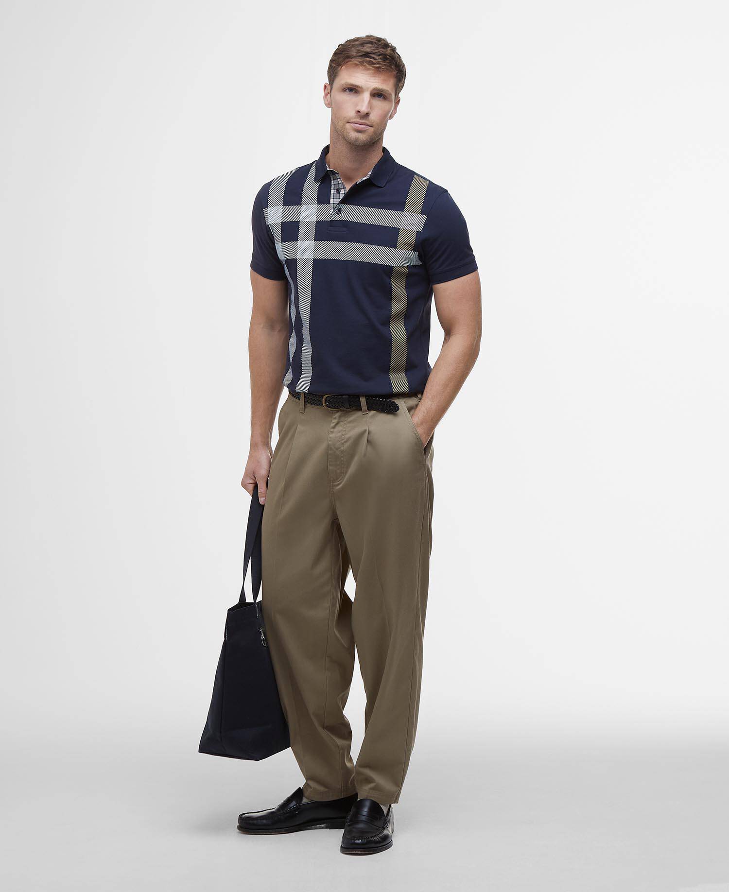 Blaine Tartan Short-Sleeved Polo Shirt Navy/Pine image number 1