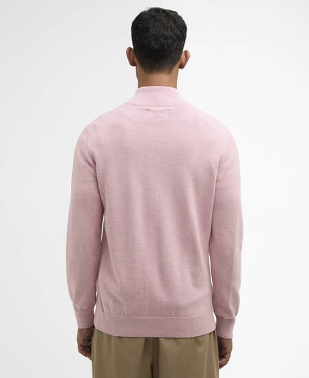 Cotton Quarter-Zip Jumper Pink