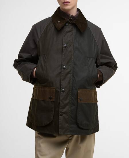 Patchwork Oversized Bedale Waxed Jacket Sage Multi