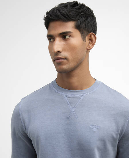 Washed Tartan Crew Neck Sweatshirt Washed Blue