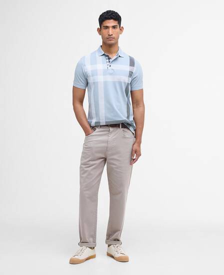 Blaine Tartan Short-Sleeved Polo Shirt Mineral Blue