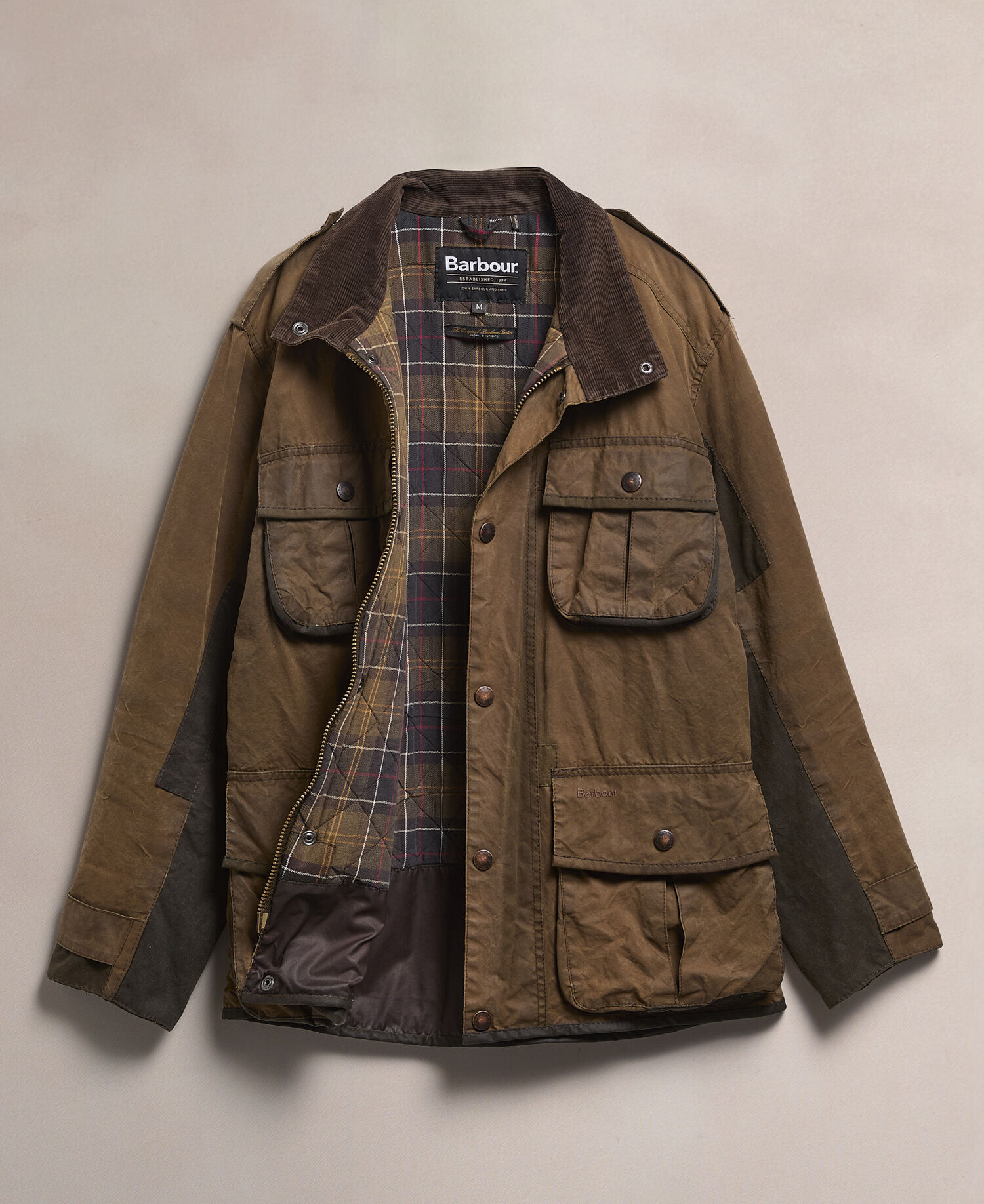 Barbour Re-Loved Men's Trooper Waxed Jacket - Size M Olive