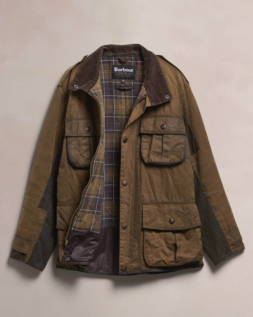 Barbour Re-Loved Men's Trooper Waxed Jacket - Size M Olive