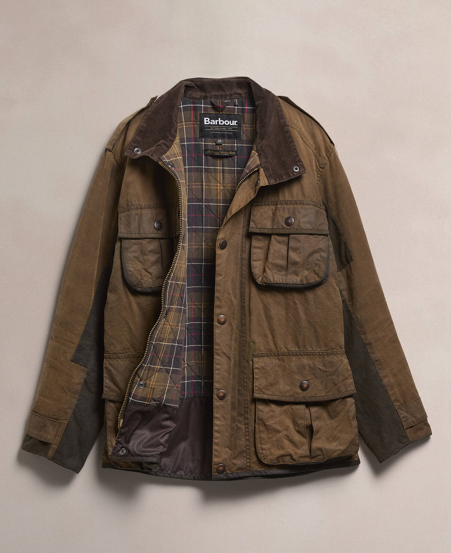 Barbour Re-Loved Men's Trooper Waxed Jacket - Size M Olive image number 1