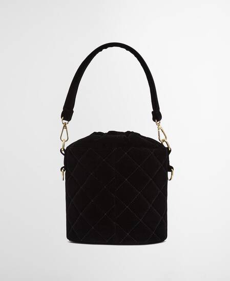 Balham Quilted Mini Bucket Bag Velvet Black