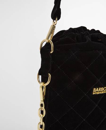 Balham Quilted Mini Bucket Bag Velvet Black