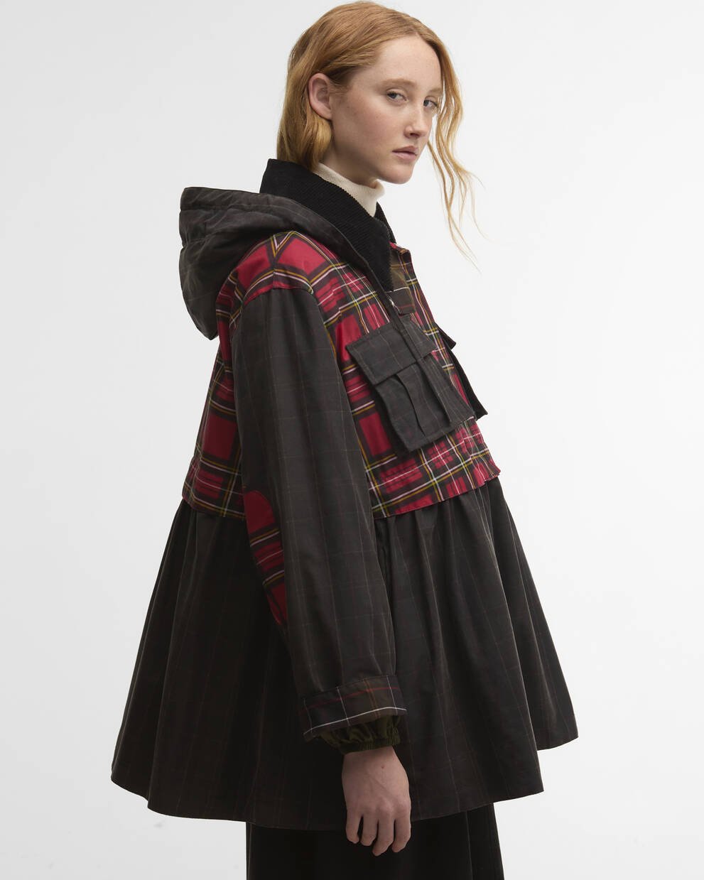 Barbour x GANNI Tartan Peplum Waxed Jacket