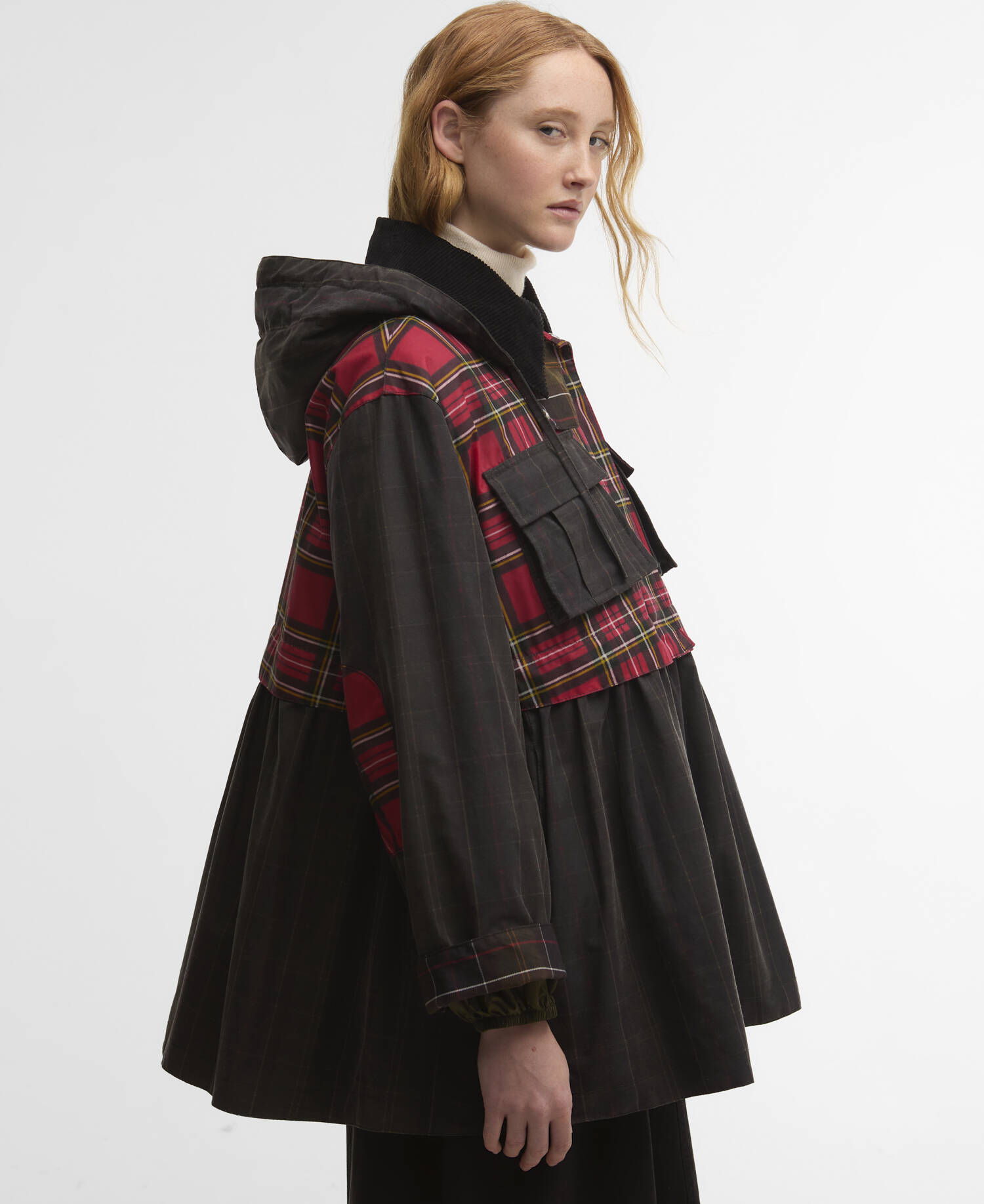 Barbour x GANNI Tartan Peplum Waxed Jacket Classic/Royal Stewart/Charcoal/Classic Tartan image number 5