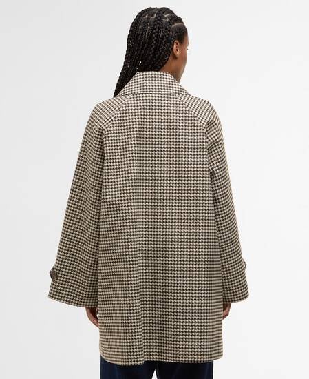 Car Coat Kennedy Check Showerproof Sage Houndstooth/Mist