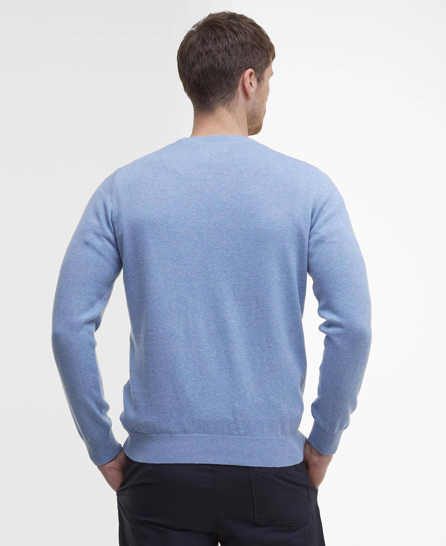 Pima Cotton Crew Neck Jumper Dark Chambray image number 2