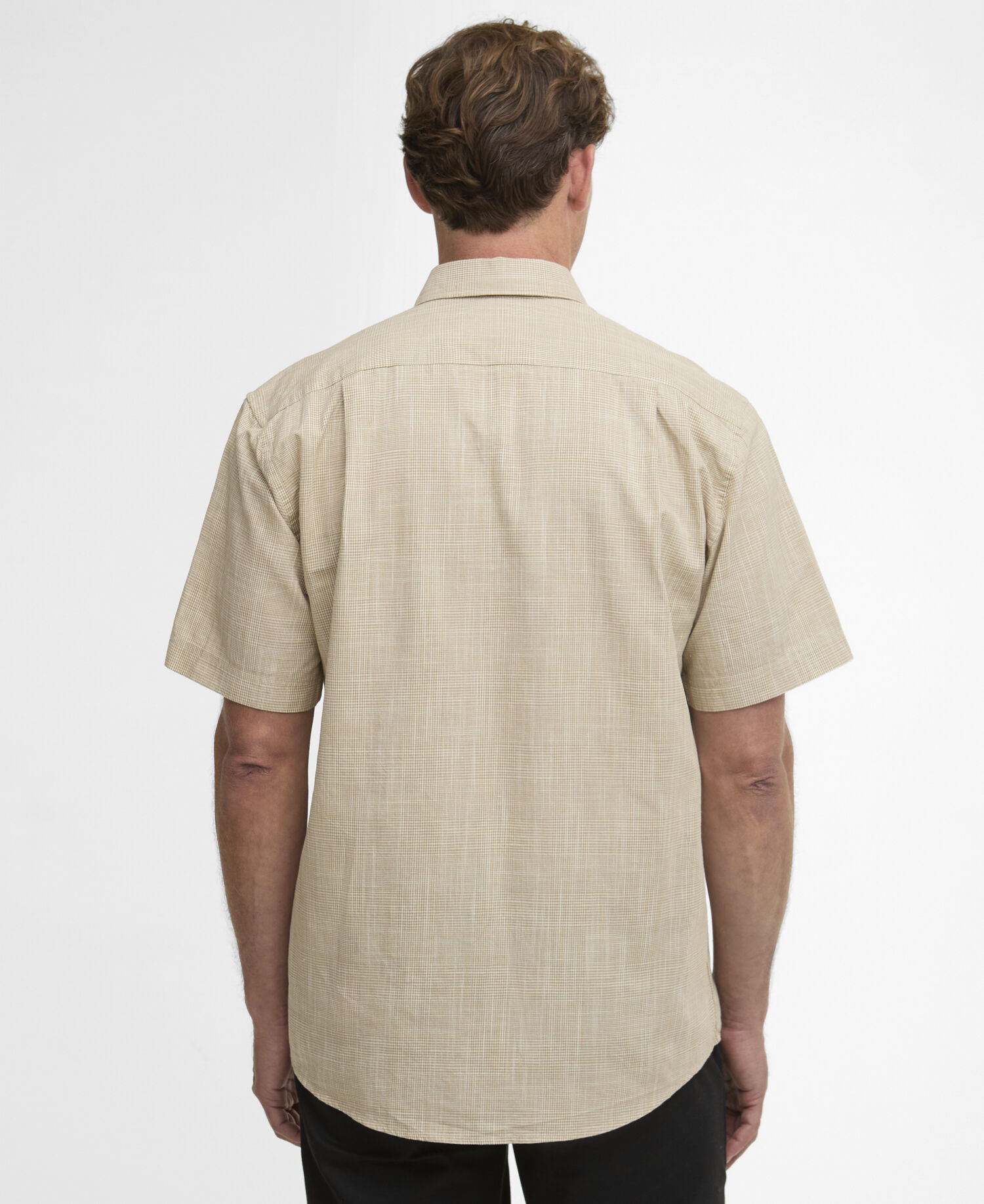 Camicia Fleming in misto lino a maniche corte dalla vestibilit&agrave; regular Stone