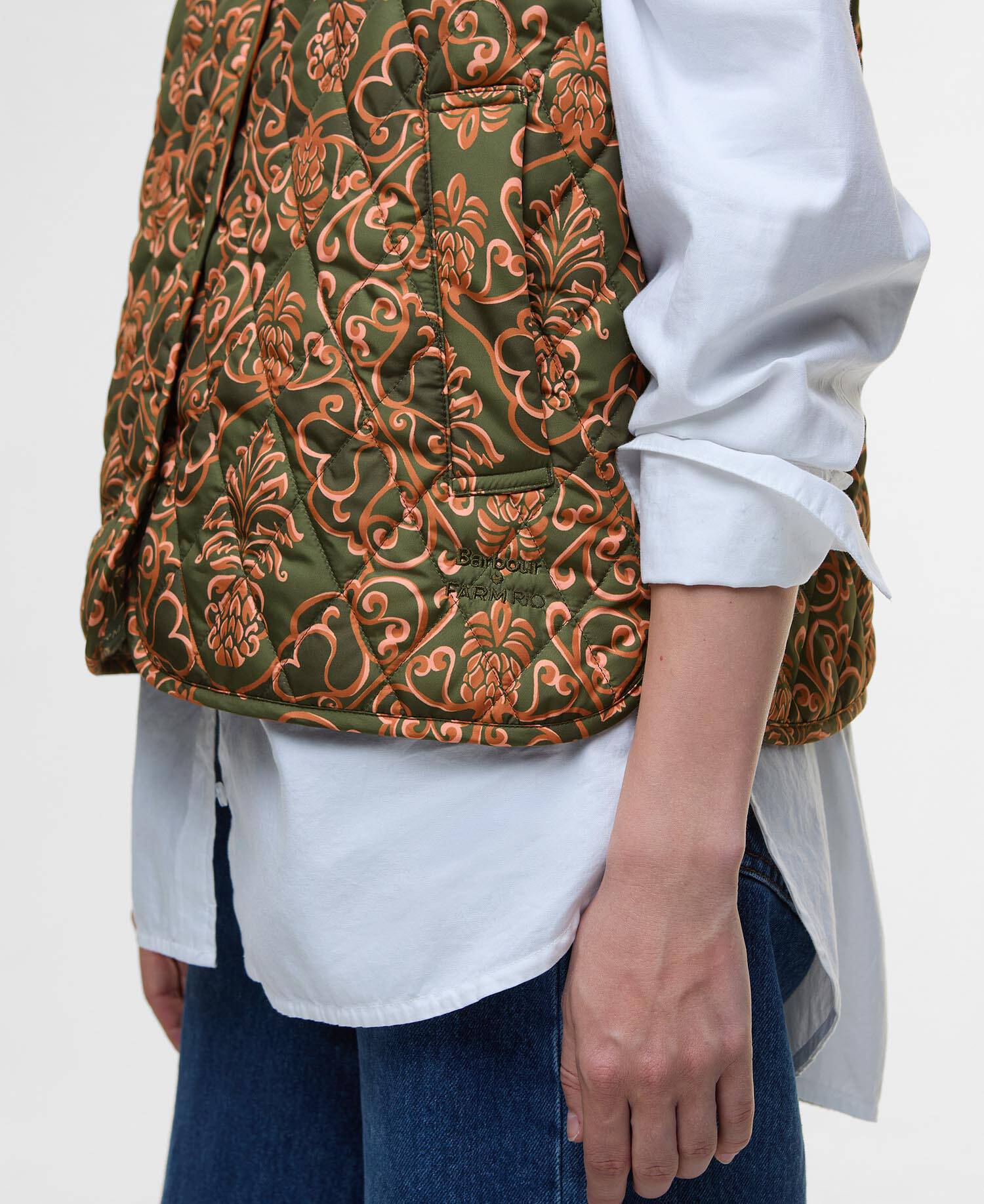 Barbour FARM Rio Fernanda Liner Pineapple/Green Heart Print image number 4