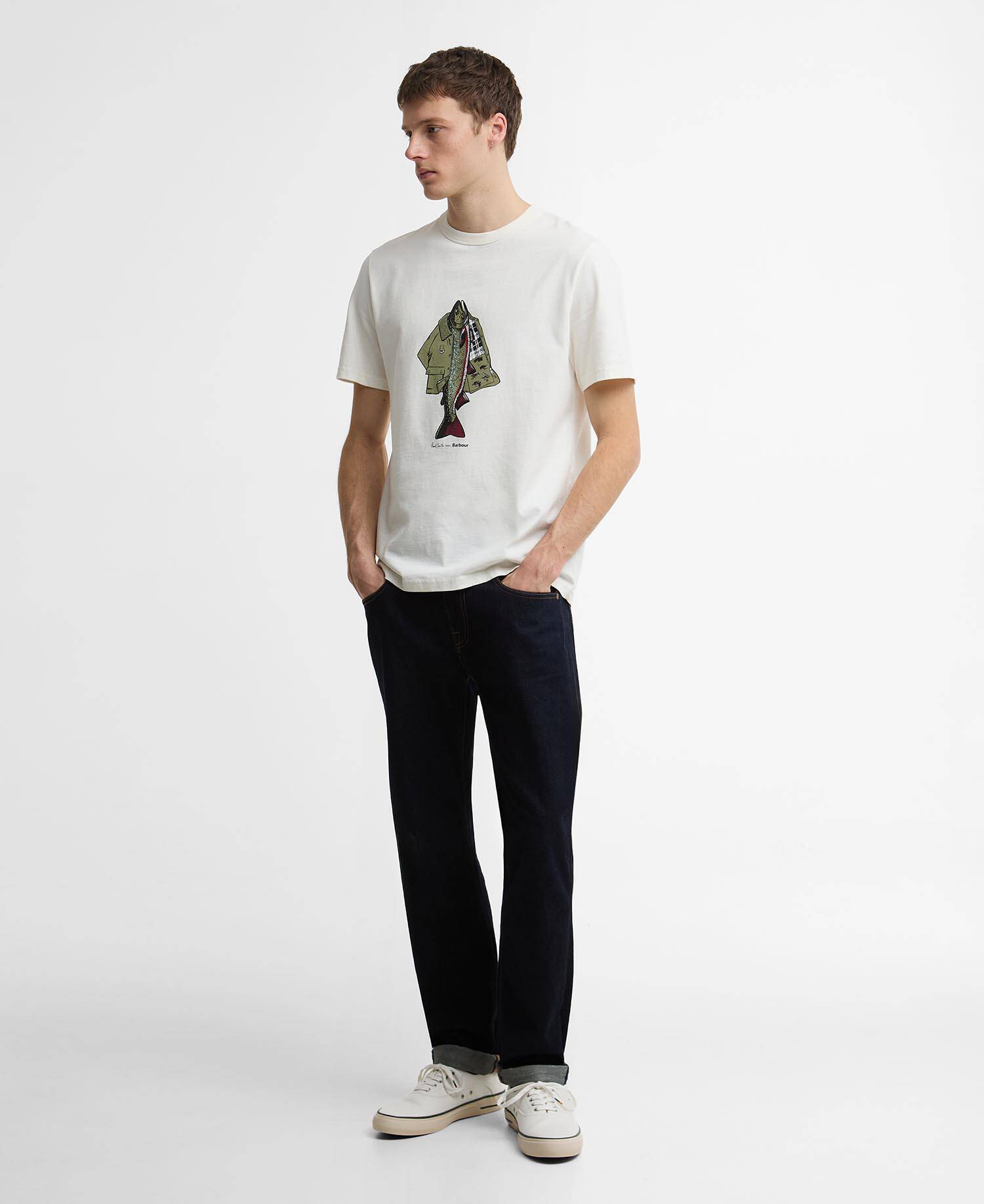 Paul Smith Loves Barbour Fishing Jacket T-Shirt Whisper White image number 1
