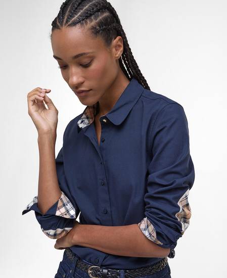 Lavender Tailored Long-Sleeved Shirt Navy/Hessian