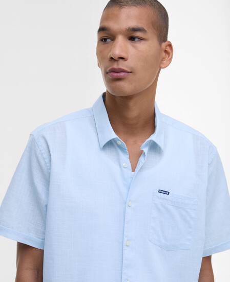 Pigment Dye Slub Short-Sleeved Shirt Bleached Blue Pigment Dye Slub Short-Sleeved Shirt Bleached Blue