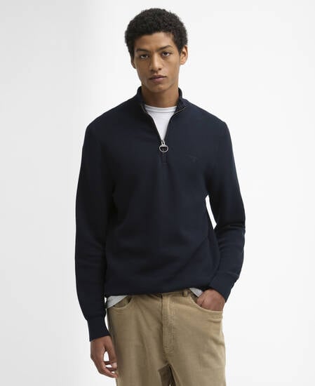 Maglione con zip corta Essential a nido d&rsquo;ape Navy