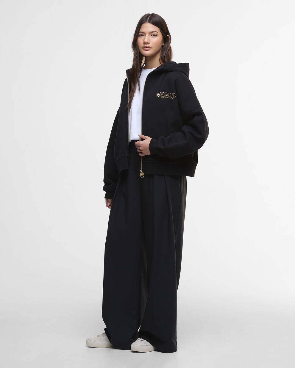 Felpa con cappuccio e chiusura a zip Lana