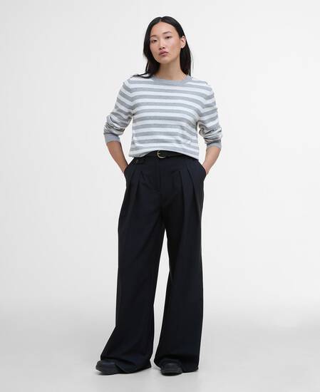 Lois Striped Crew Neck Jumper Cloud/Light Grey Marl Stripe