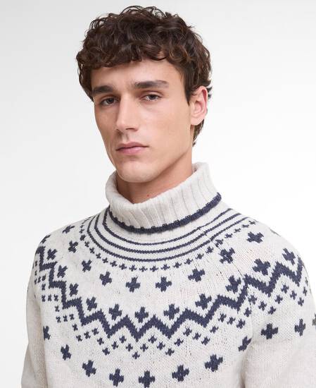 Hewton Fair Isle Roll Neck Jumper Whisper White