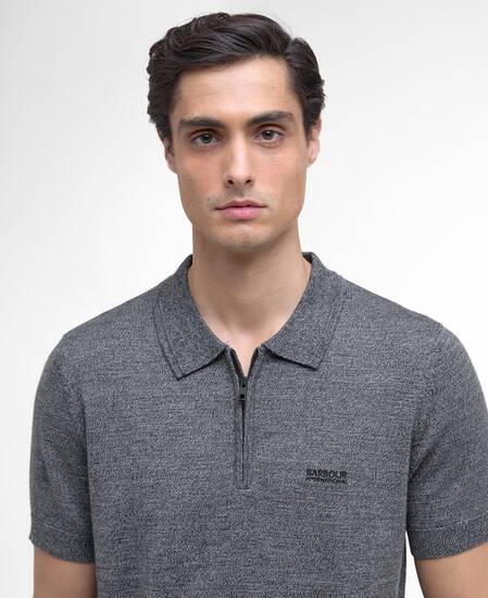 Maverick Mouline Knitted Polo Shirt Black