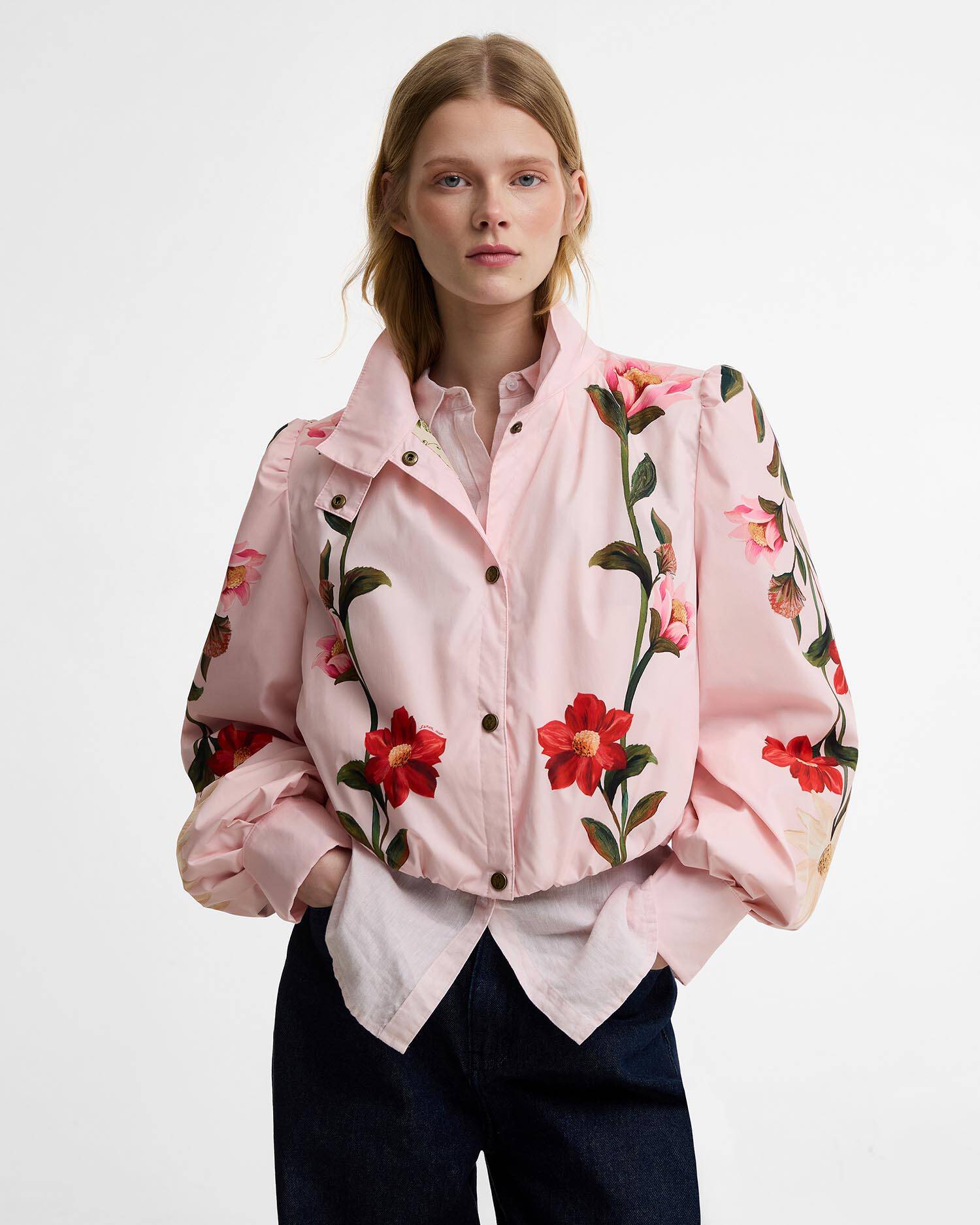 Barbour FARM Rio Madelena Showerproof Jacket Pink Edens Bloom/Cream Flower image number 0