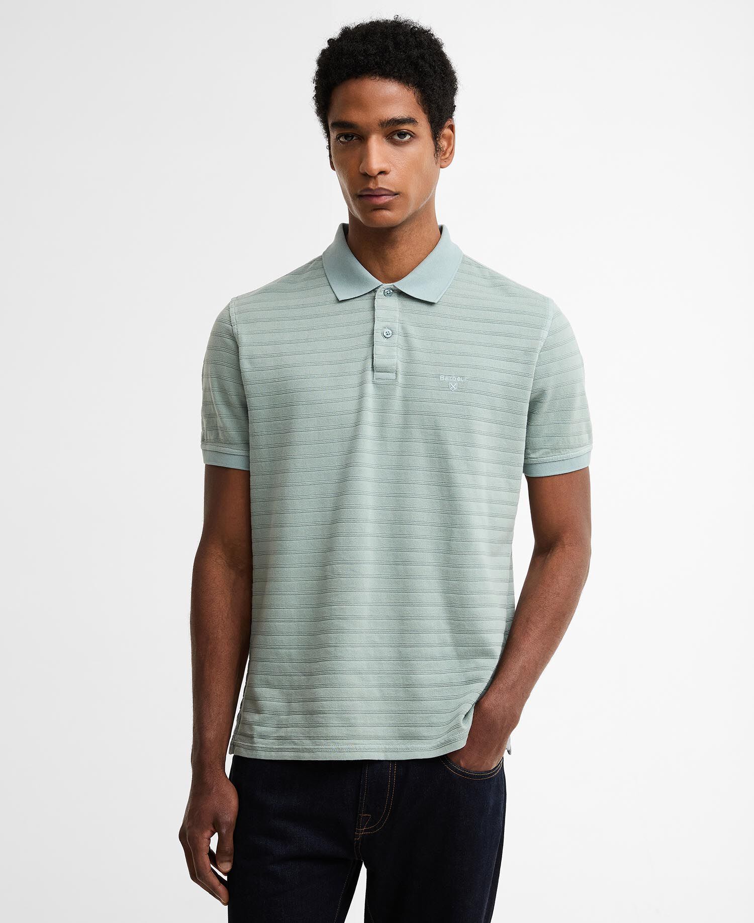 Poloshirt Tenbury Striped Tailored Dusty Slate