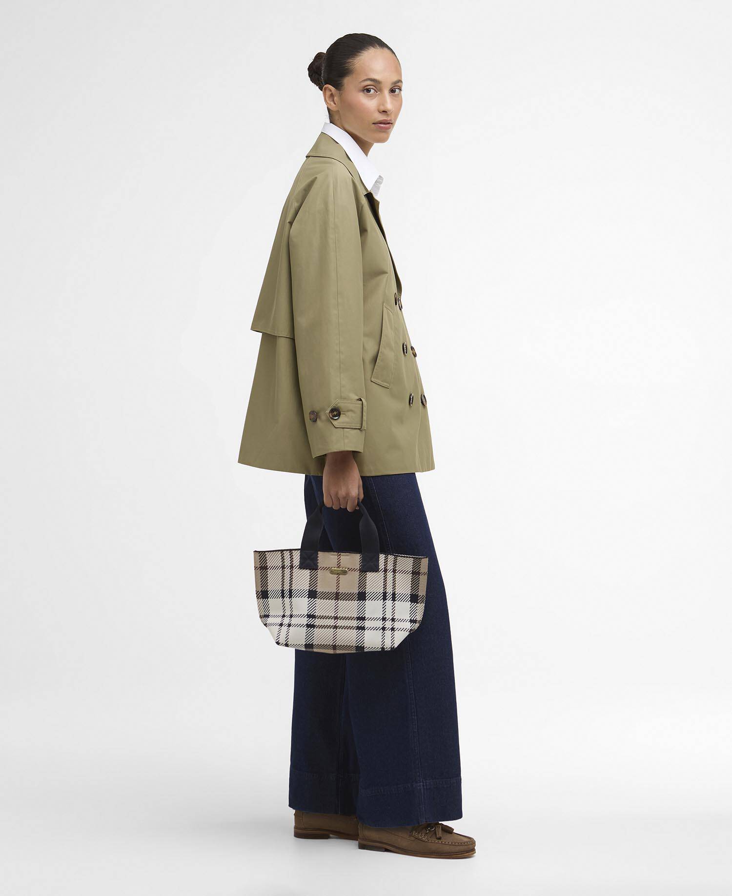 Maisy Showerproof Jacket Bleached Olive/Dress Navy Tartan image number 1