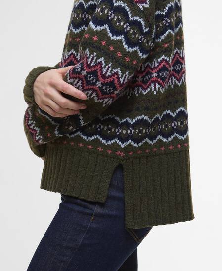 Helen Fair isle Roll-Neck Jumper Olive Multi
