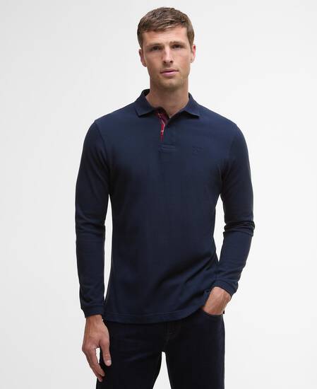 Essential Long-Sleeved Polo Shirt Navy/Winterberry