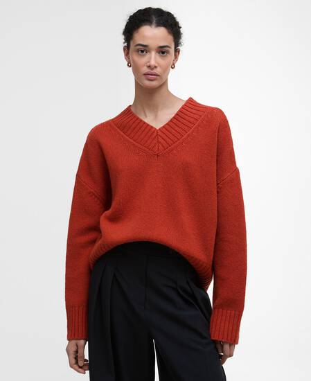 Antonia V-Neck Jumper Burnt Orange