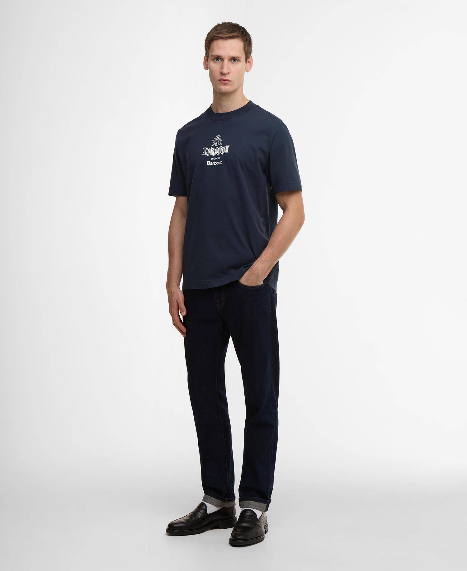 Barbour x Baracuta Vinyl Oversized T-Shirt Navy image number 1