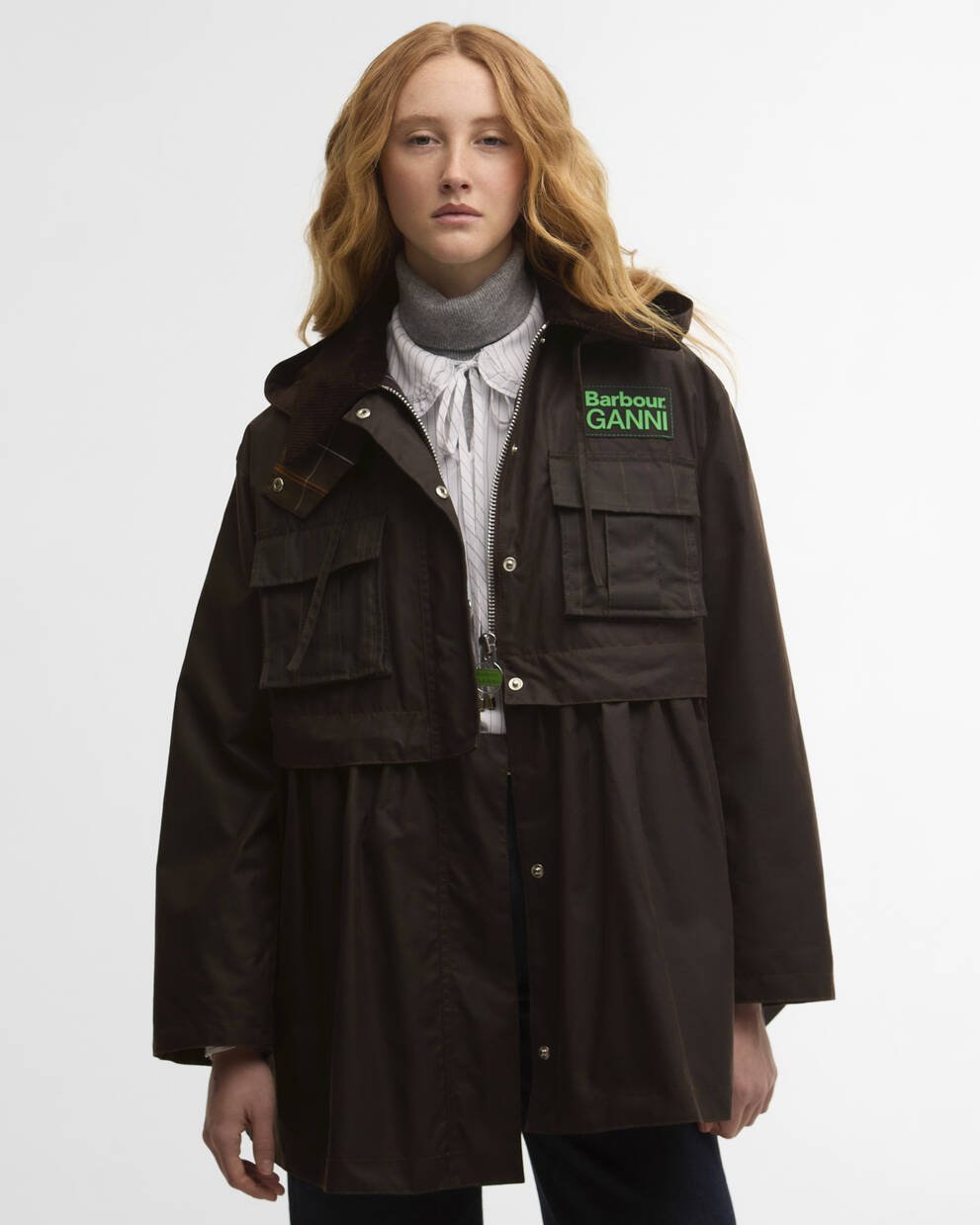Barbour x GANNI Peplum Waxed Jacket