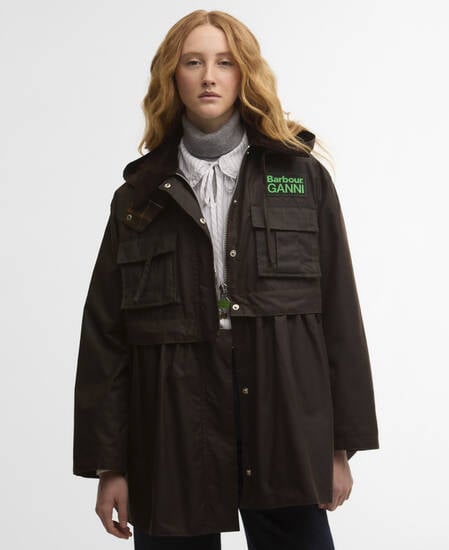 Barbour x GANNI Peplum Waxed Jacket Rustic/Classic Tartan