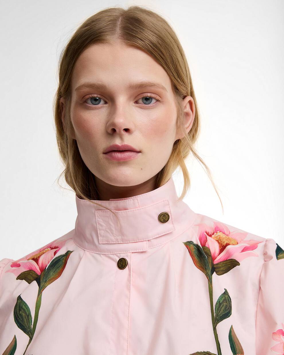 Barbour FARM Rio Madelena Showerproof Jacket Pink Edens Bloom/Cream Flower