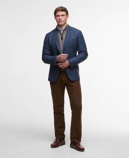 Blazer con motivo a spina di pesce Firth Moons Navy Blazer con motivo a spina di pesce Firth Moons Navy