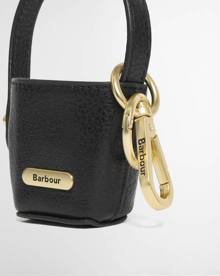 Leather Bucket Bag Charm Black