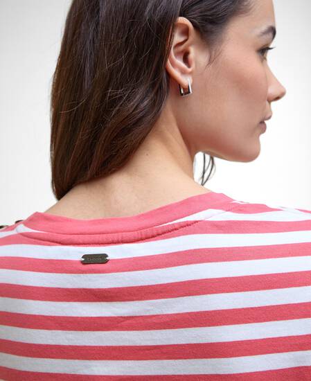 Ferryside Striped T-Shirt Pink Punch/Cloud