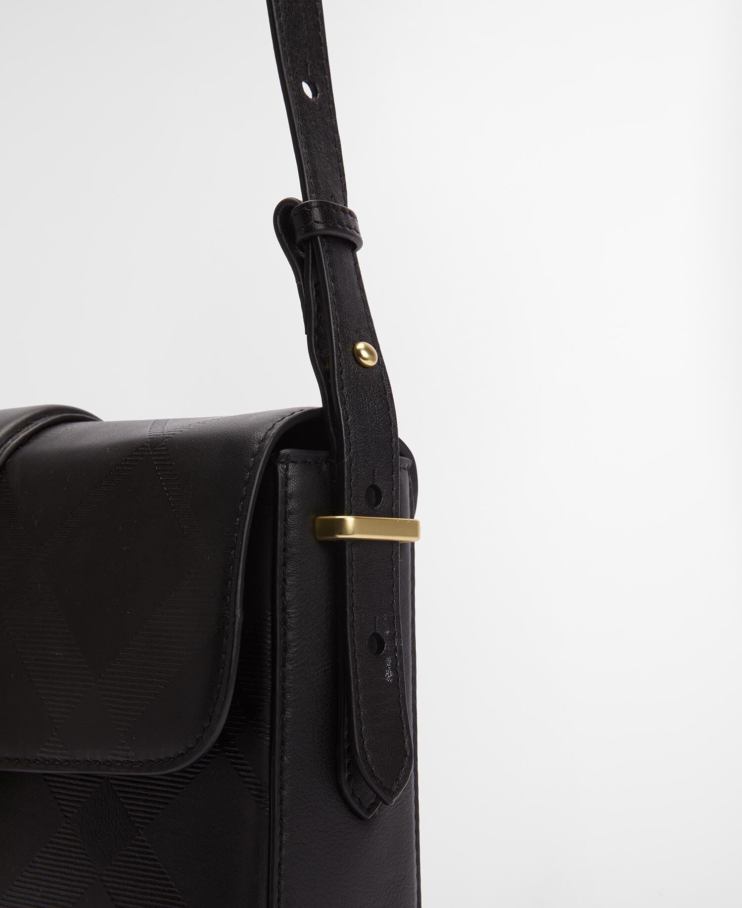 Borsa a tracolla in pelle Rosa Black/ Deboss Tartan