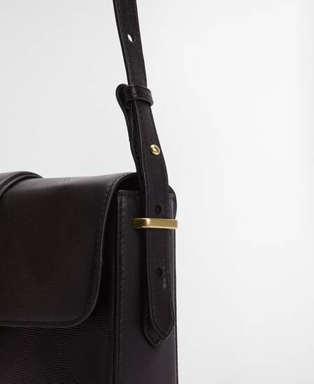 Rosa Deboss Leather Crossbody Bag Black/ Deboss Tartan