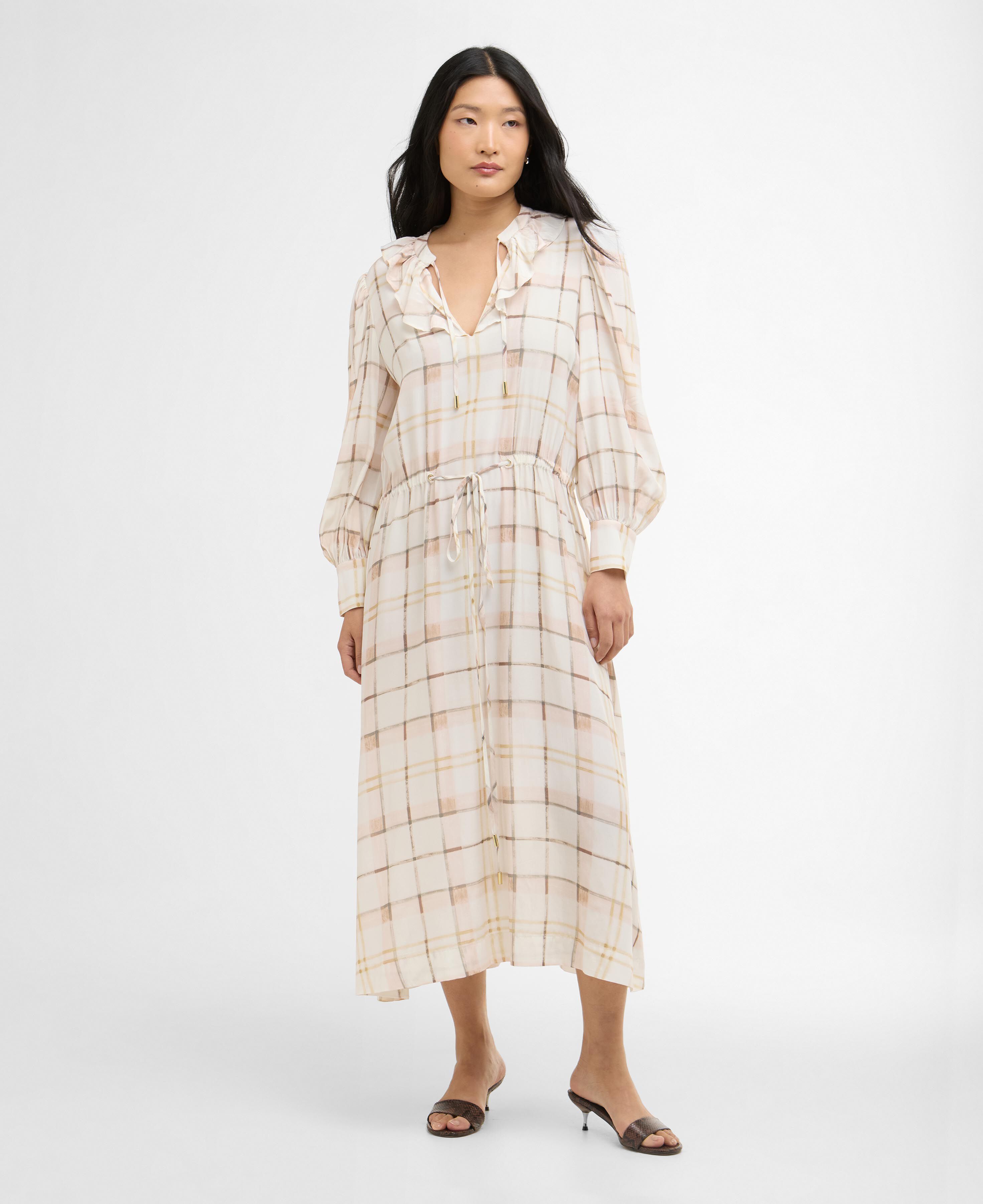 Kleid Asker Check Midi Silver Peony Painted Check
