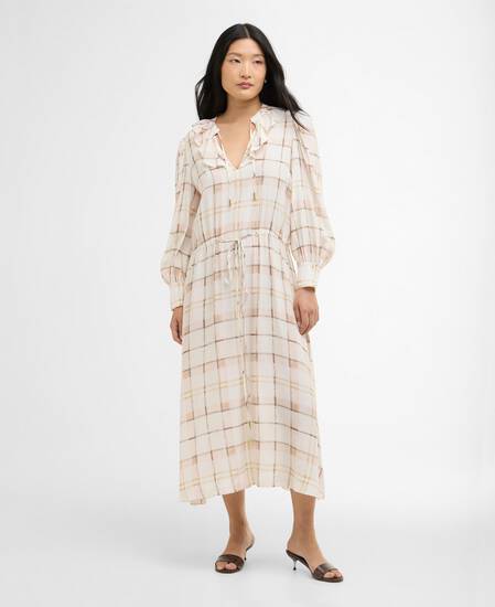 Asker Check Midi Dress Silver Peony Painted Check