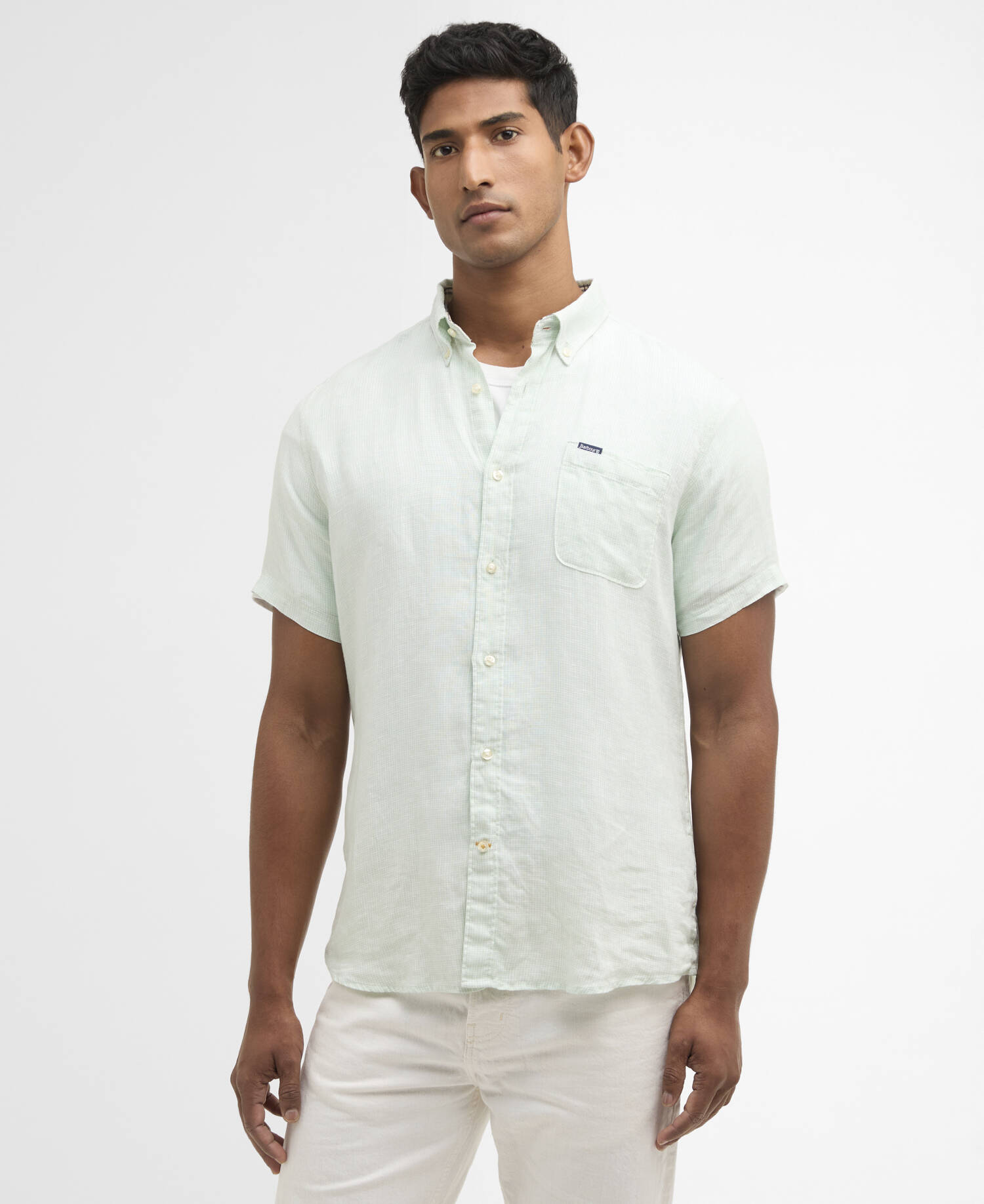 Linton Linen Short-Sleeved Tailored Shirt Mint Blue image number 0
