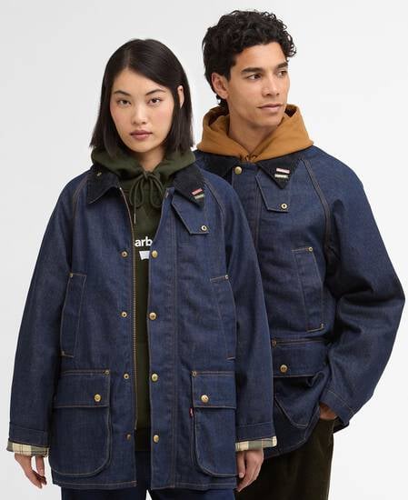 Barbour x Levi's Oversized Bedale Denim Jacket Dark Authentic