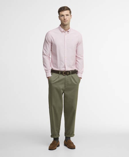 Striped Oxford Tailored Long-Sleeved Shirt Red