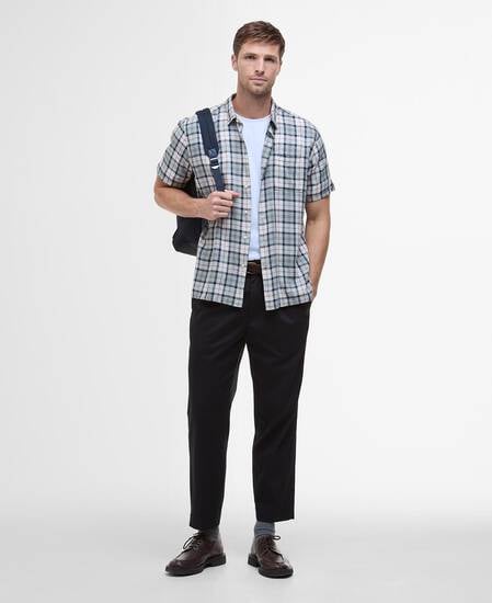 Midfield Tartan Regular Short-Sleeved Shirt Bleached Pine Tartan