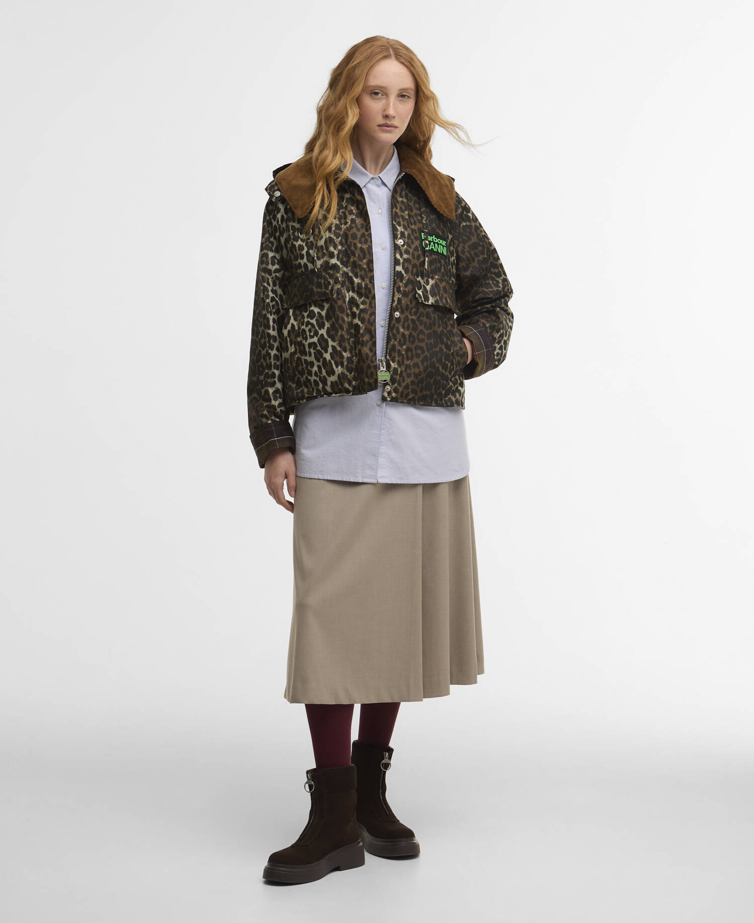 Barbour x GANNI Leopard Print Waxed Anorak Leopard Print/Classic image number 1