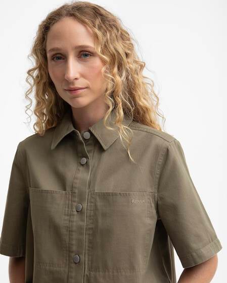 Aylesby Boxy Short-Sleeved Shirt Dusky Green
