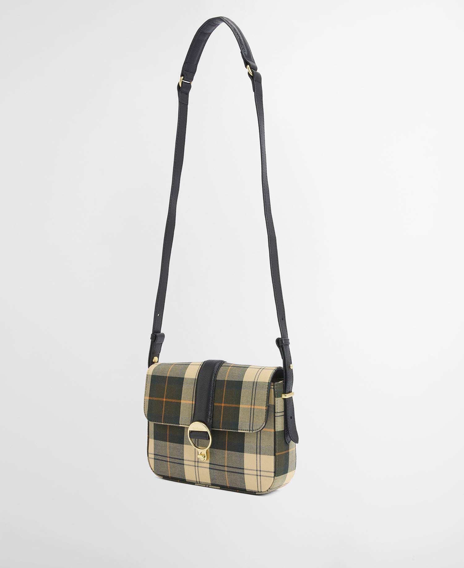 Borsa a tracolla con motivo tartan Rosa image number 2